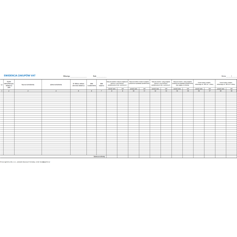 Ewidencja zakupów VAT (towarów i usług)