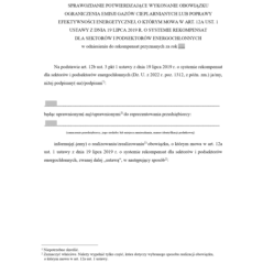 Sprawozdanie potwierdzające wykonanie obowiązku ograniczenia emisji gazów cieplarnianych lub poprawy efektywności energetycznej