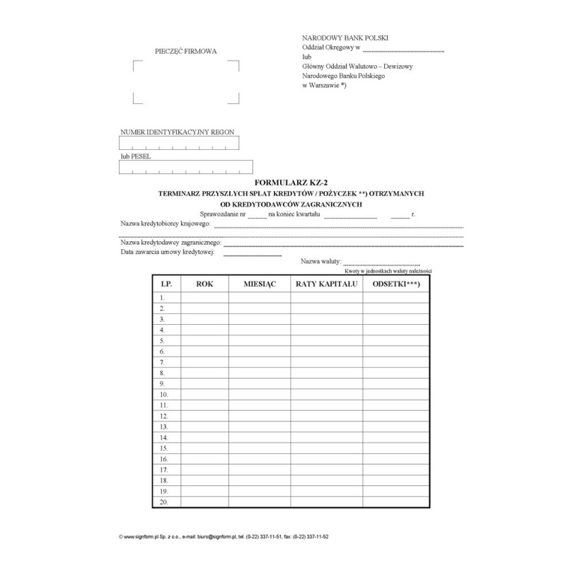 Formularz KZ-2