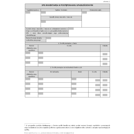 Spis inwentarza w postępowaniu upadłościowym