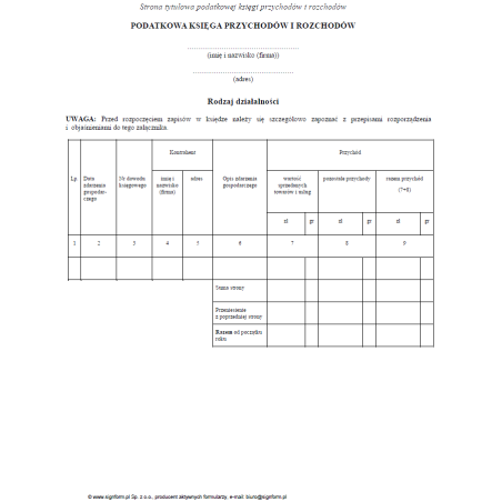 Podatkowa Księga Przychodów i Rozchodów (PKPiR)