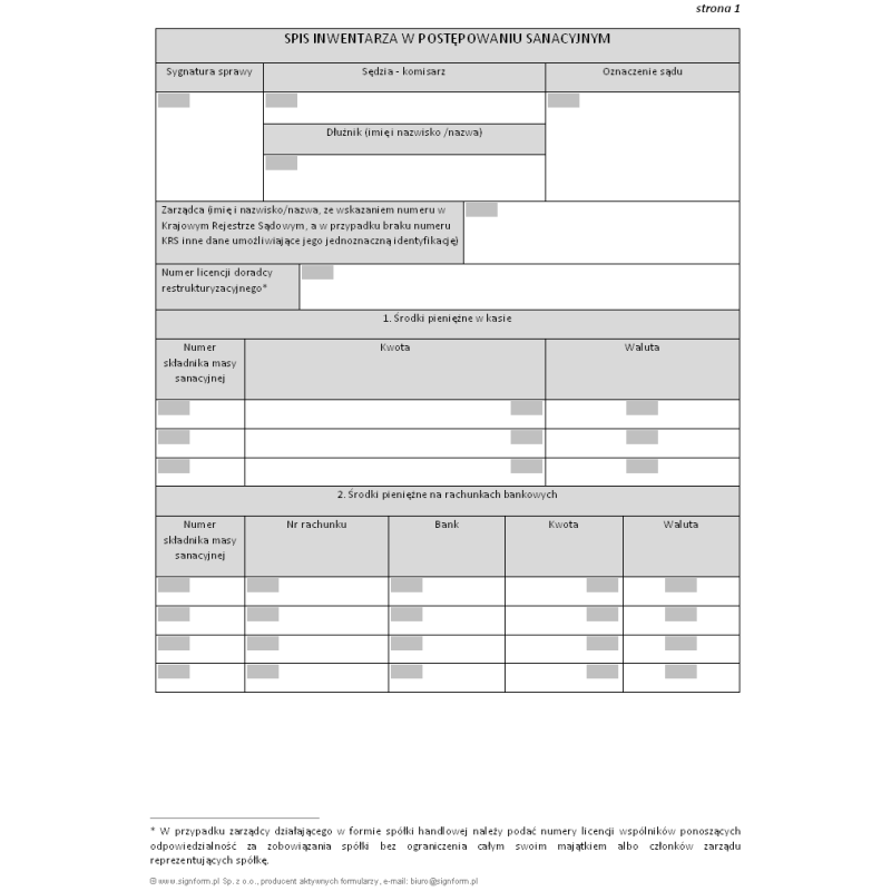 Spis inwentarza w postępowaniu sanacyjnym
