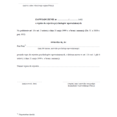 Zaświadczenie o wpisie do rejestru psychologów upoważnionych do wydawania pozwolenia na posiadanie broni