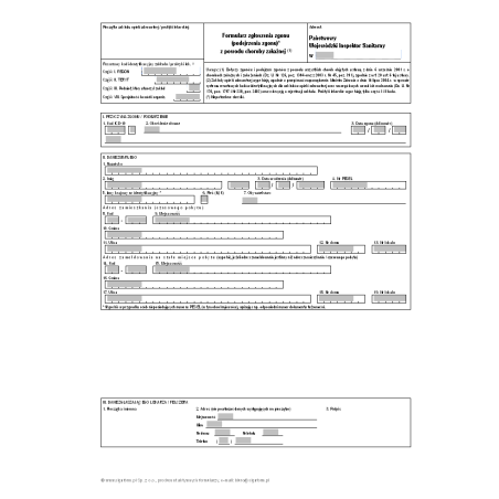 Formularz zgłoszenia zgonu (podejrzenia zgonu) z powodu choroby zakaźnej