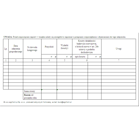 Podatkowa Księga Przychodów i Rozchodów przeznaczona dla rolników prowadzących działalność gospodarczą