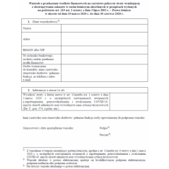 Wniosek o przekazanie środków finansowych na częściowe pokrycie straty wynikającej z obowiązywania zakazów w ruchu lotniczym określonych w przepisach wydanych na podstawie art. 119 ust. 2 ustawy z dnia 3 lipca
