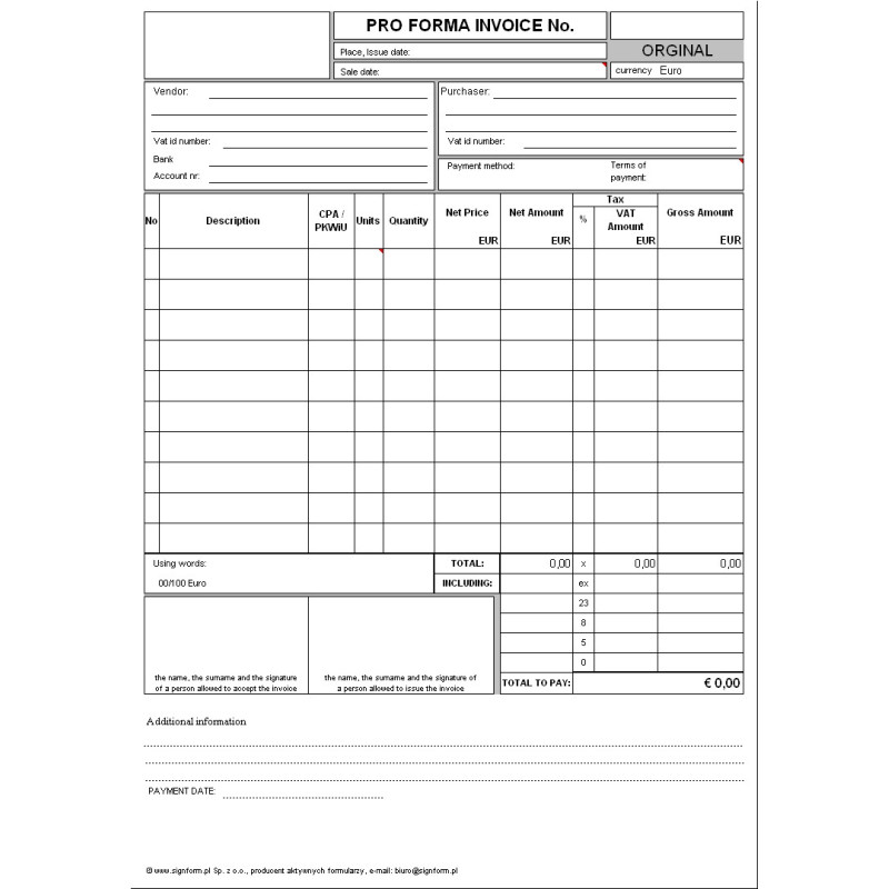 Faktura Proforma