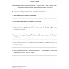 Oświadczenie o braku konfliktu interesów, o którym mowa w art. 95eb ust. 4 ustawy z dnia 27 sierpnia 2004 r. o świadczeniach opieki zdrowotnej finansowanych ze środków publicznych