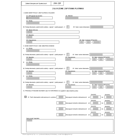 ZUS ZZP - Zgłoszenie zapytania płatnika