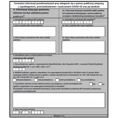 Formularz informacji przedstawianych przy ubieganiu się o pomoc publiczną związaną z zapobieganiem, przeciwdziałaniem i zwalczaniem COVID-19 oraz jej skutków