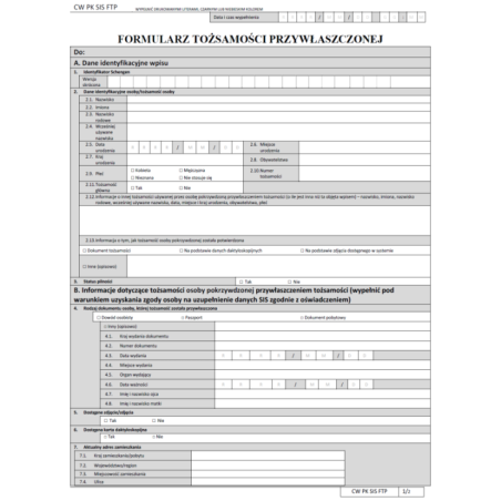 CW PK SIS FTP Formularz tożsamości przywłaszczonej