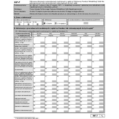 INF-F wraz z załącznikiem INF-F-P