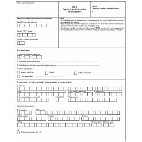 ZLB-2 Zgłoszenie wyniku badania w kierunku gruźlicy