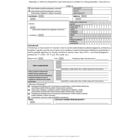 Wniosek o wpis do rejestru indywidualnych praktyk pielęgniarek, położnych
