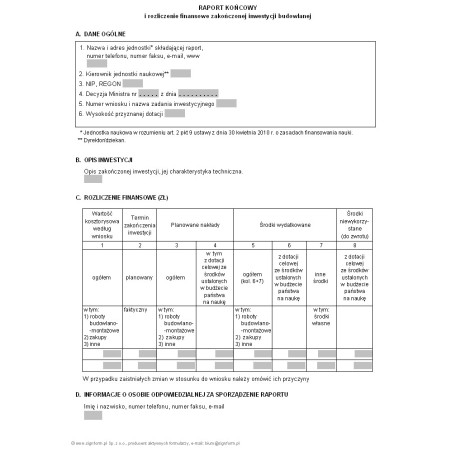 Raport końcowy i rozliczenie finansowe zakończonej inwestycji budowlanej