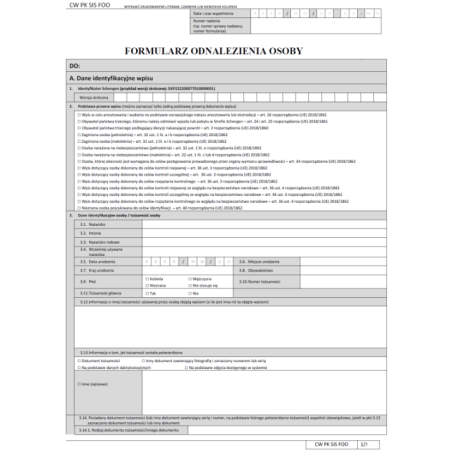 CW PK SIS FOO Formularz odnalezienia osoby (SIS)