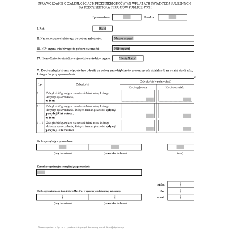 Sprawozdanie o zaległościach przedsiębiorców we wpłatach świadczeń należnych na rzecz sektora finansów publicznych
