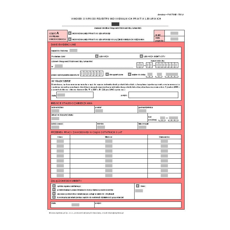 Wniosek o wpis do rejestru indywidualnych praktyk lekarskich