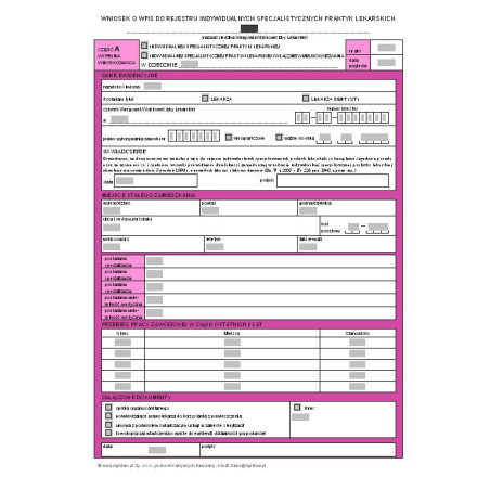 Wniosek o wpis do rejestru indywidualnych specjalistycznych praktyk lekarskich
