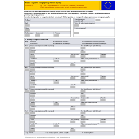 Pozew o wydanie europejskiego nakazu zapłaty