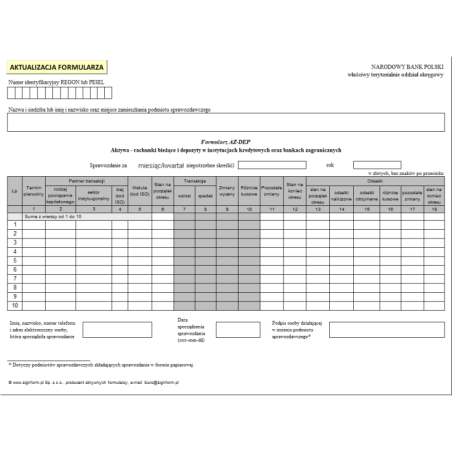 Formularz AZ-DEP