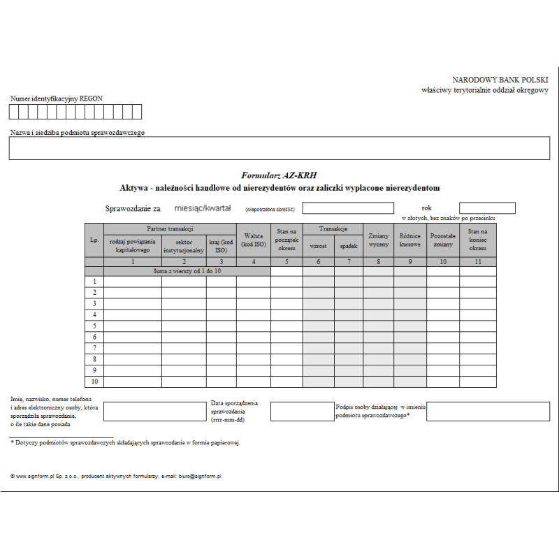 Formularz AZ-KRH