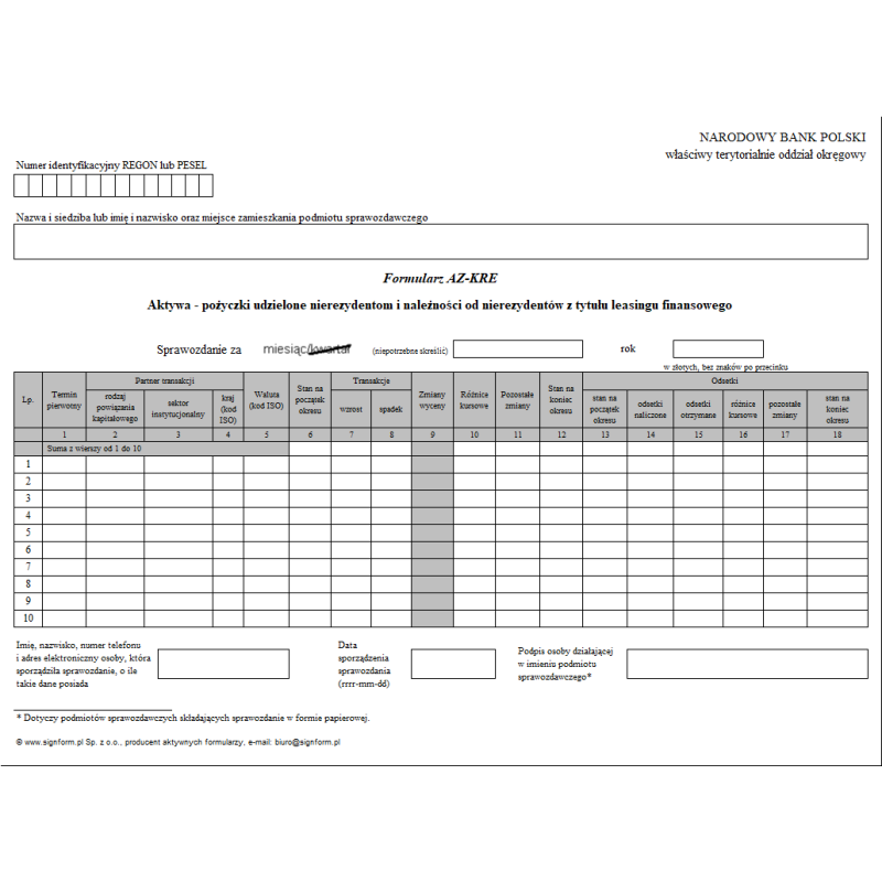 Formularz AZ-KRE