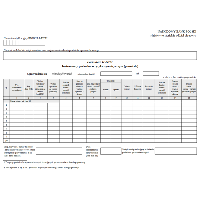 Formularz IP-SYM