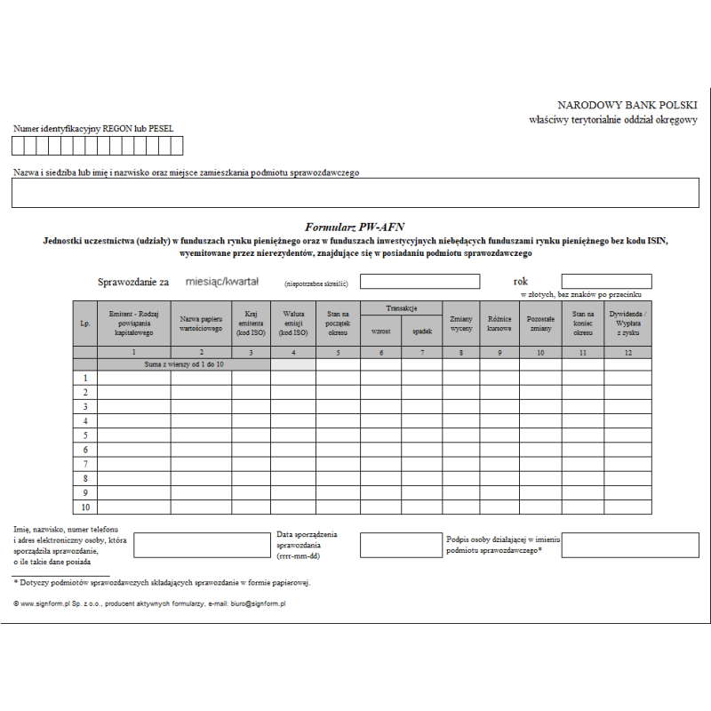 Formularz PW-AFN