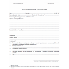 Karta i Wniosek o przeprowadzenie badania lekarskiego osoby zatrzymanej przez funkcjonariuszy Straży Granicznej