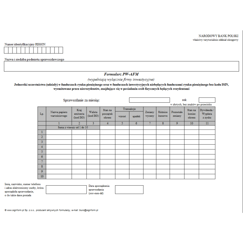 Formularz PW-AFM