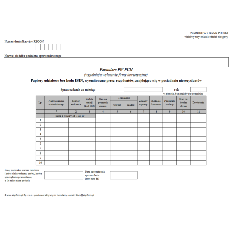 Formularz PW-PUM