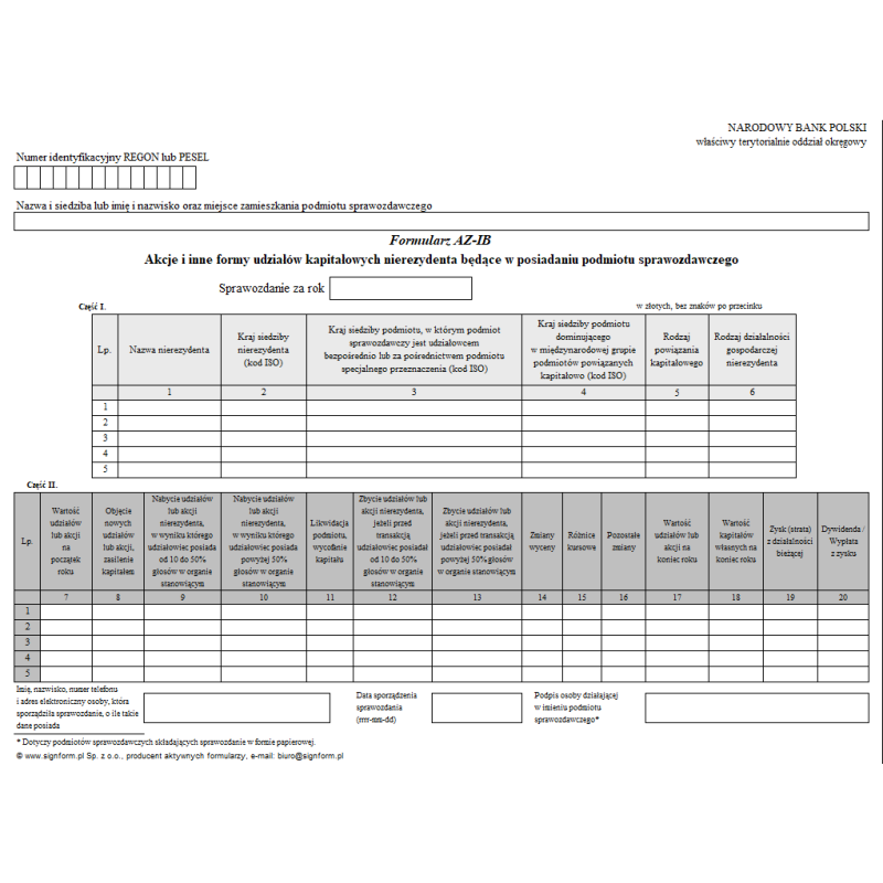 Formularz AZ-IB