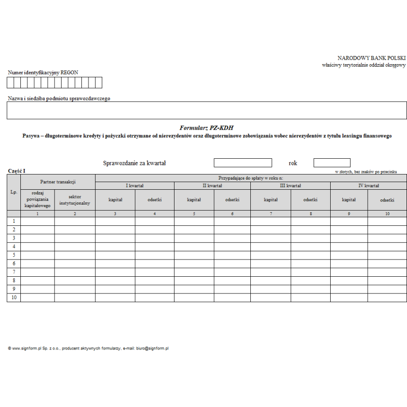 Formularz PZ-KDH
