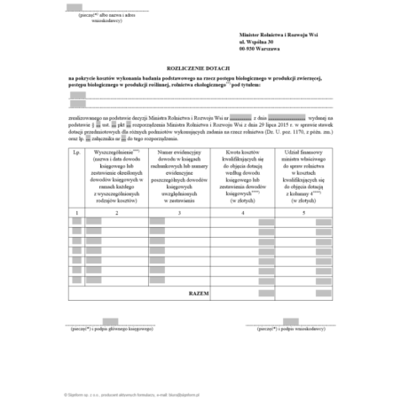 Rozliczenie dotacji na pokrycie kosztów wykonania badania podstawowego na rzecz postępu biologicznego w produkcji zwierzęcej, postępu biologicznego w produkcji roślinnej, rolnictwa ekologicznego + Planowany szczegółowy harmonogram zadań