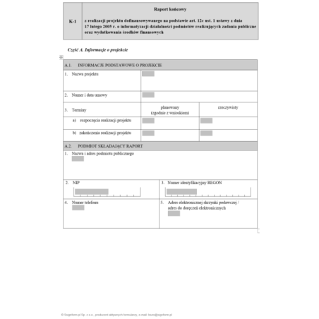 K-1 Raport końcowy z realizacji projektu dofinansowywanego na podstawie art. 12c ustawy z dnia 17 lutego 2005 r. o informatyzacji działalności podmiotów realizujących zadania publiczne oraz wydatkowania środków finansowych