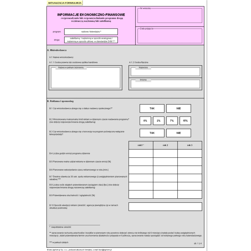 Informacje ekonomiczno-finansowe - rozprowadzanie lub rozpowszechnianie programu drogą rozsiewczą naziemną lub satelitarną