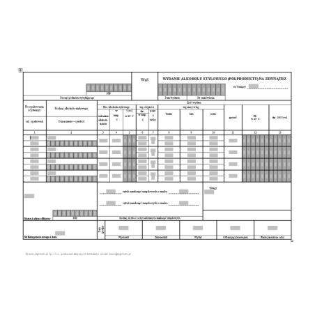 WzS - Wydanie alkoholu etylowego (półproduktu) na zewnątrz