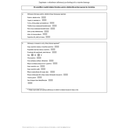 Zapytanie o udzielenie informacji pochodzących z rejestru karnego wraz z odpowiedzią na zapytanie