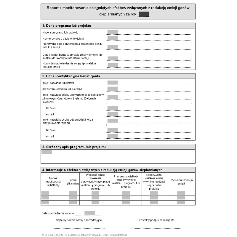 Raport z monitorowania osiągniętych efektów związanych z redukcją emisji gazów cieplarnianych