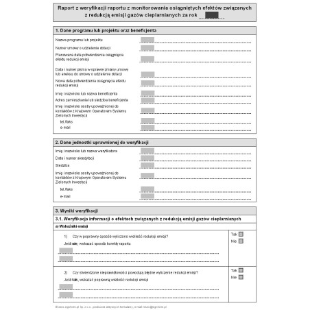 Raport z weryfikacji raportu z monitorowania osiągniętych efektów związanych z redukcją emisji gazów cieplarnianych