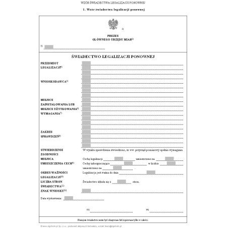 Wzór świadectwa legalizacji ponownej