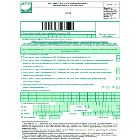 FPZ_f1 - Deklaracja wpłaty na Fundusze Promocji Produktów Rolno-Spożywczych