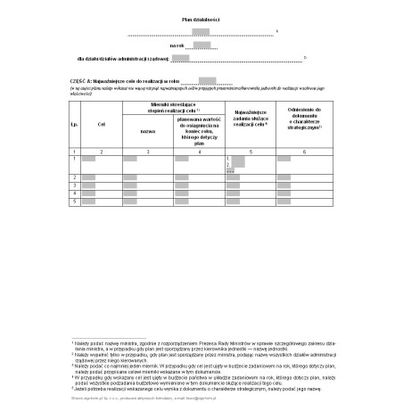 Plan działalności najważniejszych celów do realizacji dla działu/działów administracji rządowej