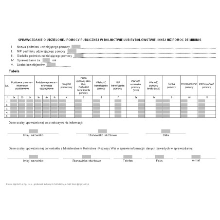 Sprawozdanie o udzielonej pomocy publicznej w rolnictwie lub rybołówstwie, innej niż pomoc De Minimis (instrukcja w pliku PDF)
