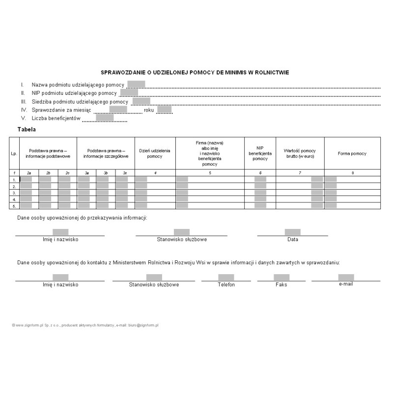 Sprawozdanie o udzielonej pomocy De Minimis w rolnictwie (instrukcja w PDF)