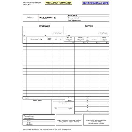 Faktura VAT (PLN) wzór