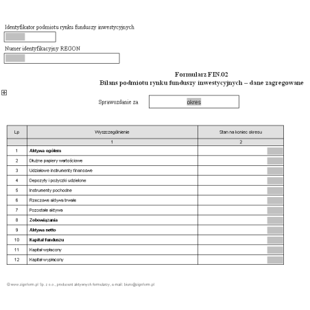 Formularz FIN.02 - Bilans podmiotu rynku funduszy inwestycyjnych - dane zagregowane