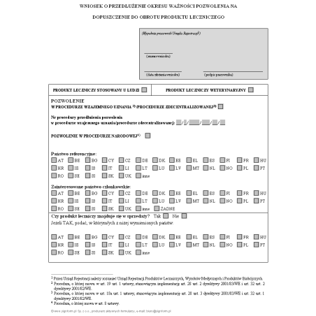 Wniosek o przedłużenie okresu ważności pozwolenia na dopuszczenie do obrotu produktu leczniczego