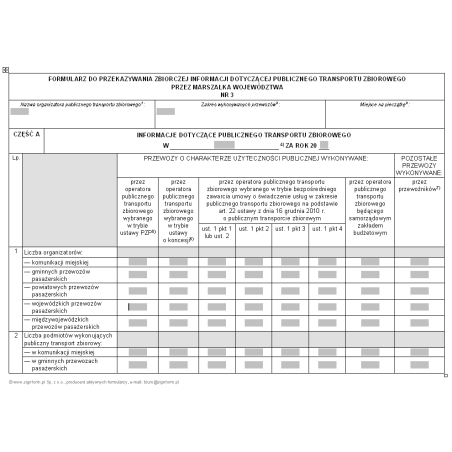 Formularz do przekazywania zbiorczej informacji dotyczącej publicznego transportu zbiorowego przez Marszałka województwa